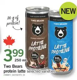 Fortinos TWO BEARS PROTEIN LATTE, 250 ML offer