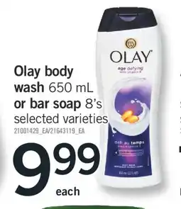 Fortinos OLAY BODY WASH, 650 ML OR BAR SOAP, 8'S offer