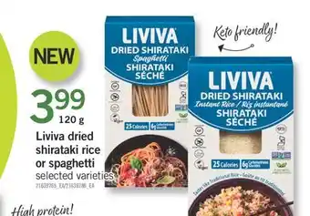 Fortinos LIVIVA DRIED SHIRATAKI RICE OR SPAGHETTI, 120 G offer