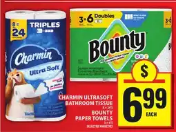 Food Basics CHARMIN ULTRASOFT BATHROOM TISSUE OR BOUNTY PAPER TOWELS offer