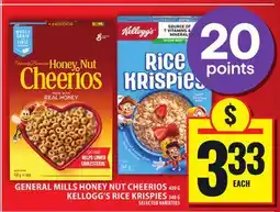 Food Basics GENERAL MILLS HONEY NUT CHEERIOS OR KELLOGG'S RICE KRISPIES offer
