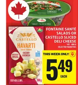 Food Basics FONTAINE SANTÉ SALADS OR CASTELLO SLICED DELI CHEESE offer