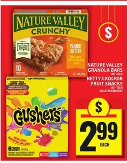 Food Basics NATURE VALLEY GRANOLA BARS OR BETTY CROCKER FRUIT SNACKS offer