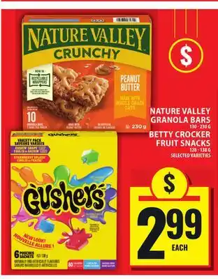 Food Basics NATURE VALLEY GRANOLA BARS OR BETTY CROCKER FRUIT SNACKS offer