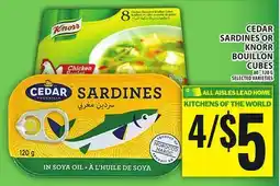 Food Basics CEDAR SARDINES OR KNORR BOUILLON CUBES offer