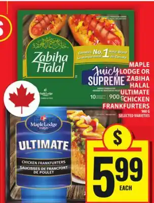 Food Basics MAPLE LODGE OR ZABIHA HALAL ULTIMATE CHICKEN FRANKFURTERS offer