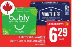 Food Basics BUBLY SPARKLING WATER OR MONTELLIER CARBONATED WATER offer