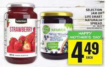 Food Basics SELECTION JAM OR LIFE SMART NATURALIA SPREAD offer