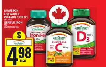 Food Basics JAMIESON CHEWABLE VITAMIN C OR D3 OR GENTLE IRON offer