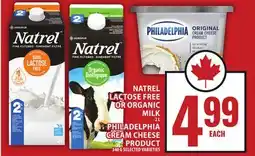 Food Basics NATREL LACTOSE FREE OR ORGANIC MILK OR PHILADELPHIA CREAM CHEESE PRODUCT offer