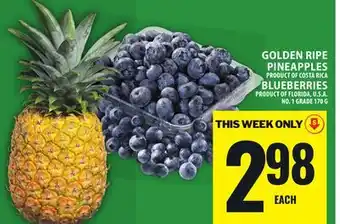 Food Basics GOLDEN RIPE PINEAPPLES OR BLUEBERRIES offer
