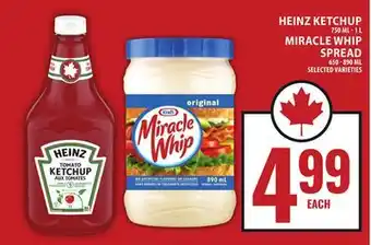 Food Basics HEINZ KETCHUP OR MIRACLE WHIP SPREAD offer