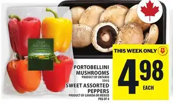Food Basics PORTOBELLINI MUSHROOMS OR SWEET ASSORTED PEPPERS offer