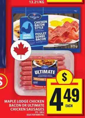 Food Basics MAPLE LODGE CHICKEN BACON OR ULTIMATE CHICKEN SAUSAGES offer