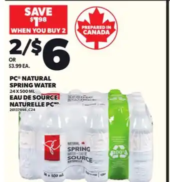 Independent Grocer PC NATURAL SPRING WATER, 24 X 500 ML offer