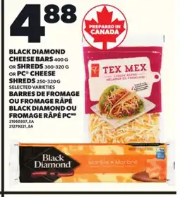 Independent Grocer BLACK DIAMOND CHEESE BARS, 400 G OR SHREDS, 300-320 G OR PC CHEESE, 320 G offer