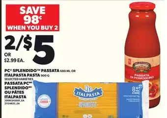 Independent Grocer PC SPLENDIDO PASSATA 680 ML OR ITALPASTA PASTA, 900 G offer