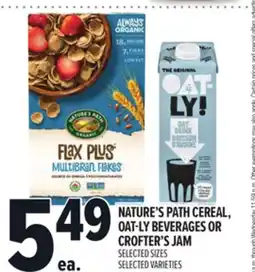 Metro NATURE'S PATH CEREAL, OAT-LY BEVERAGES OR CROFTER'S JAM offer