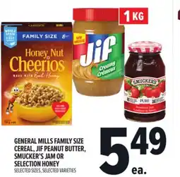 Metro GENERAL MILLS FAMILY SIZE CEREAL, JIF PEANUT BUTTER, SMUCKER'S JAM OR SELECTION HONEY offer