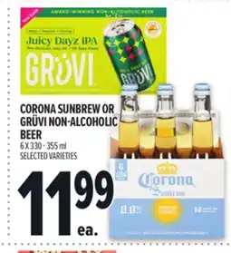 Metro CORONA SUNBREW OR GRÜVI NON-ALCOHOLIC BEER offer