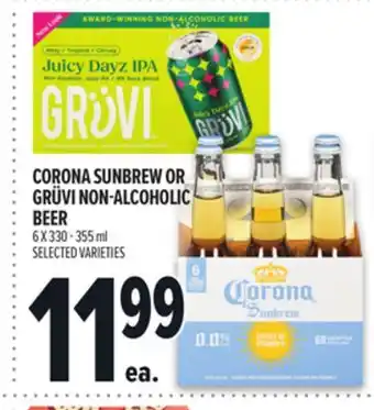 Metro CORONA SUNBREW OR GRÜVI NON-ALCOHOLIC BEER offer