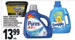 Metro PUREX, SUNLIGHT OR PERSIL DETERGENT, SNUGGLE SOFTENERS, FINISH DISH DETERGENT OR GLAD GARBAGE BAGS offer