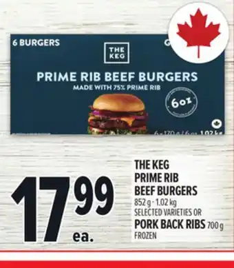 Metro THE KEG PRIME RIB BEEF BURGERS offer