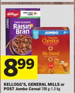 Foodland KELLOGG'S, GENERAL MILLS or POST Jumbo Cereal offer