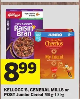 Foodland KELLOGG'S, GENERAL MILLS or POST Jumbo Cereal offer