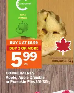 Foodland COMPLIMENTS Apple, Apple Crumble or Pumpkin Pies offer