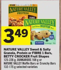 Foodland NATURE VALLEY Sweet & Salty Granola, Protein or FIBRE 1 Bars, BETTY CROCKER Fruit Shapes offer