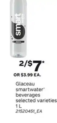 Loblaws GLACEAU SMARTWATER BEVERAGES, 1 L offer