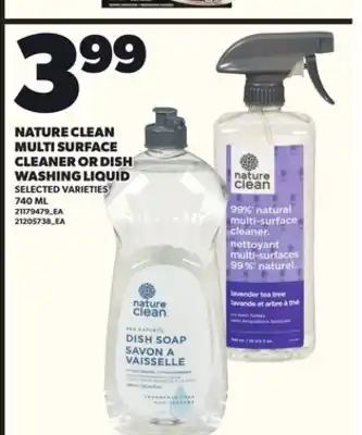 Loblaws NATURE CLEAN MULTI SURFACE CLEANER OR DISH WASHING LIQUID, 740 ML offer