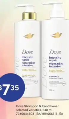Loblaws DOVE SHAMPOO & CONDITIONER,530 ML offer
