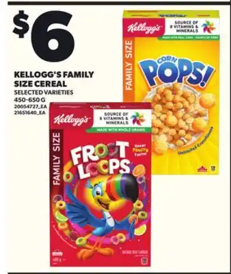 Loblaws KELLOGG'S FAMILY SIZE CEREAL, 450-650 G offer