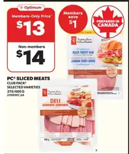 Loblaws PC SLICED MEATS CLUB PACK , 375/400 G offer