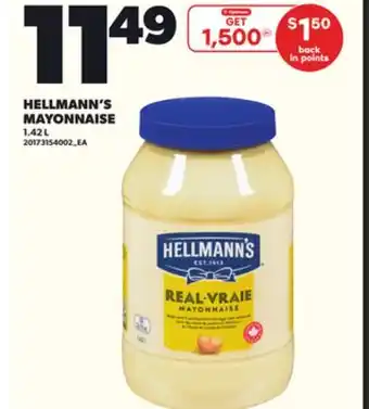Loblaws HELLMANN'S MAYONNAISE, 1.42L offer