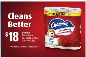 Loblaws CHARMIN BATH TISSUE, 12=48 ROLL, STRONG offer