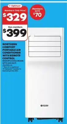 Loblaws NORTHERN COMFORT PORTABLE AIR CONDITIONER WITH REMOTE CONTROL 8500 BTU COOLS ROOM offer