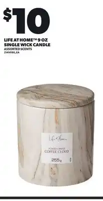 Loblaws LIFE AT HOME 9 OZ SINGLE WICK CANDLE offer