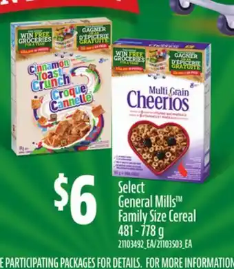 Loblaws SELECT GENERAL MILLS FAMILY SIZE CEREAL 481 - 778G offer