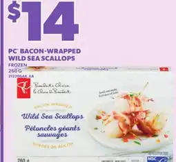 Loblaws PC BACON-WRAPPED WILD SEA SCALLOPS, 260G offer