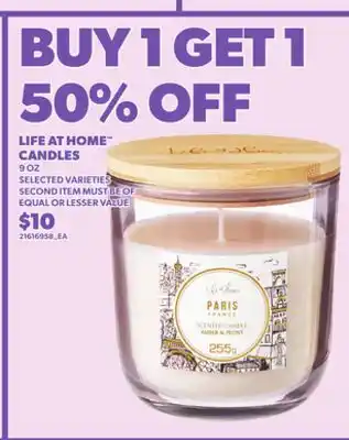 Loblaws LIFE AT HOME CANDLES, 9 OZ offer