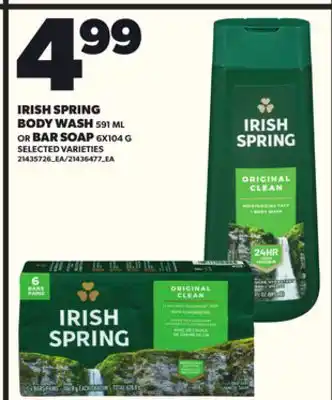 Loblaws IRISH SPRING BODY WASH, 591ML OR BAR SOAP, 6X104G offer