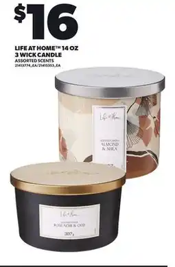 Loblaws LIFE AT HOME 14 OZ 3 WICK CANDLE offer