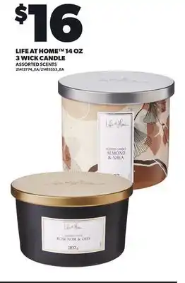 Loblaws LIFE AT HOME 14 OZ 3 WICK CANDLE offer
