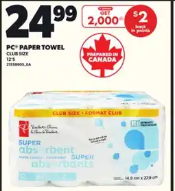 Loblaws PC PAPER TOWEL, 12'S offer