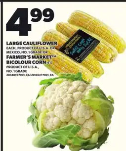 Loblaws LARGE CAULIFLOWER EACH OR FARMER'S MARKET BICOLOUR CORN 4'S offer