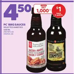 Loblaws PC BBQ SAUCES, 500ML offer