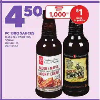 Loblaws PC BBQ SAUCES, 500ML offer